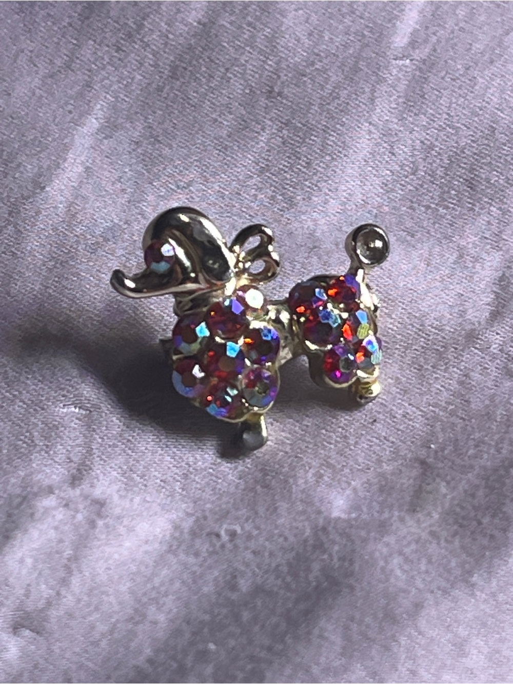 Vintage jeweled Poodle lapel pin